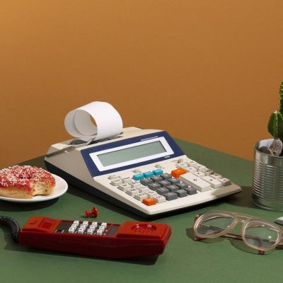 calculator, food, telephone